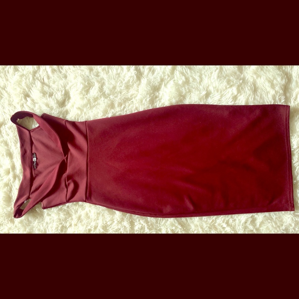 Off Shoulder Burgundy Midi Dress